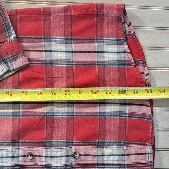 David Brooks Vintage Style Red Plaid 100% Cotton Comfy Button Down Causal Shirt - Picture 6 of 10